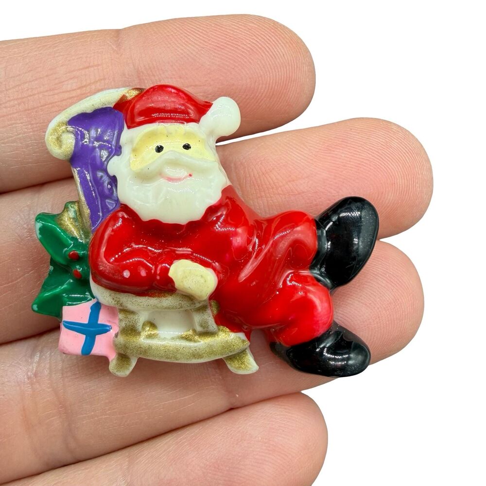 Vintage Santa brooch Santa sitting in chair pin